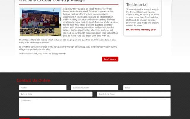 Website design for Coal Country Village Australia